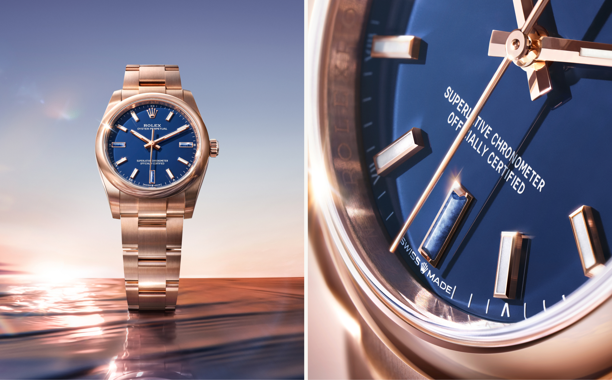 Rolex Oyster Perpetual 28 und 34 — 18 Karat Gelbgold und 18 Karat Everose-Gold — Einzigartiger Glanz