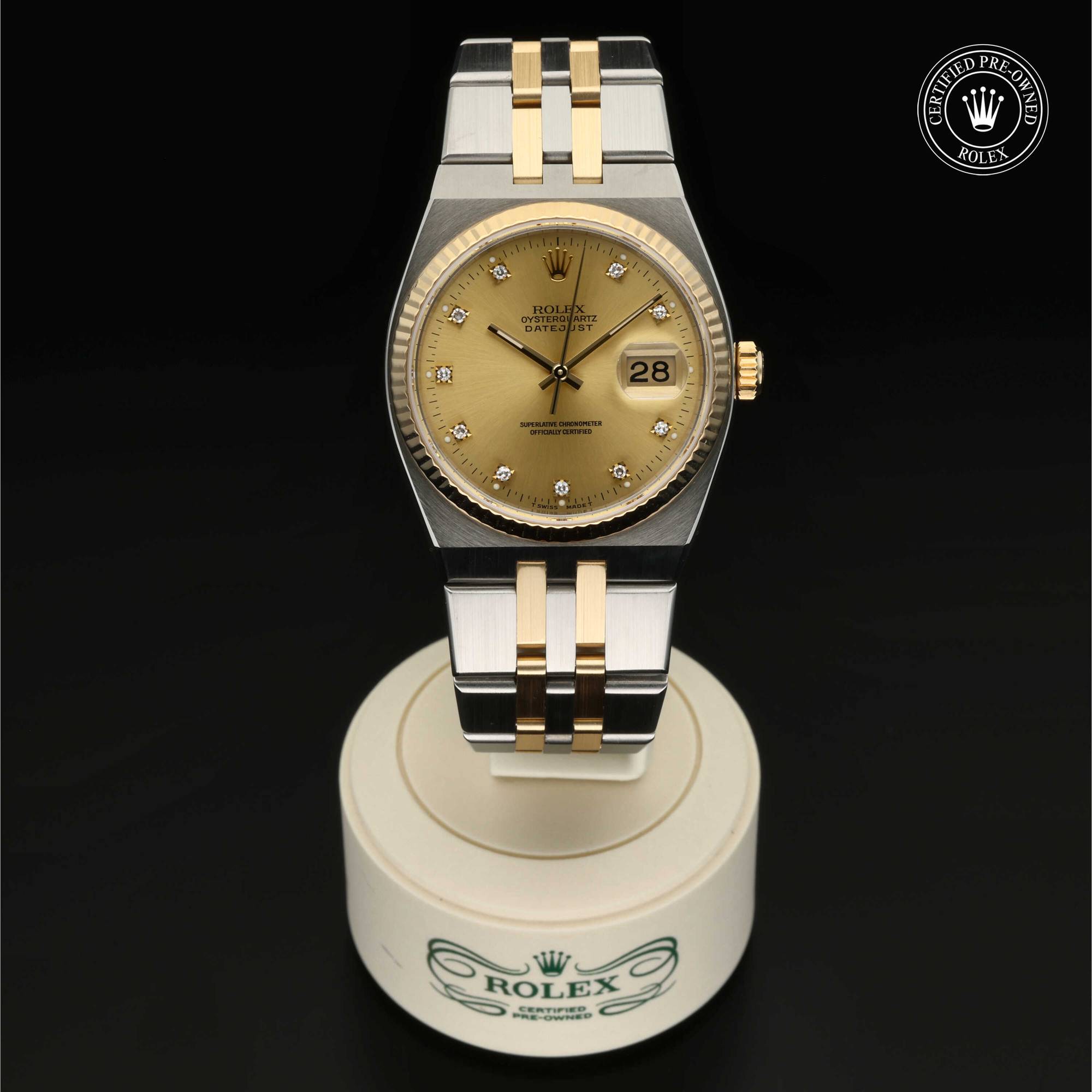 Rolex Certified Pre-Owned Oyster Perpetual Datejust 36 in Rolesor Gelb, 36 mm, mit Champagnerfarben mit 10 Brillanten – Ansicht 1