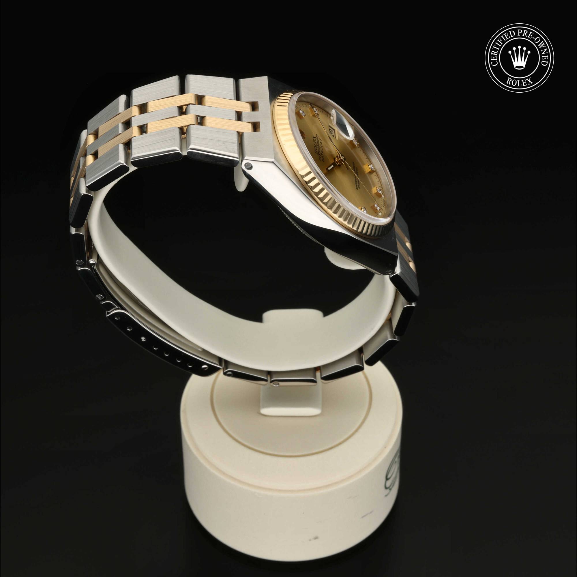 Rolex Certified Pre-Owned Oyster Perpetual Datejust 36 in Rolesor Gelb, 36 mm, mit Champagnerfarben mit 10 Brillanten – Ansicht 10