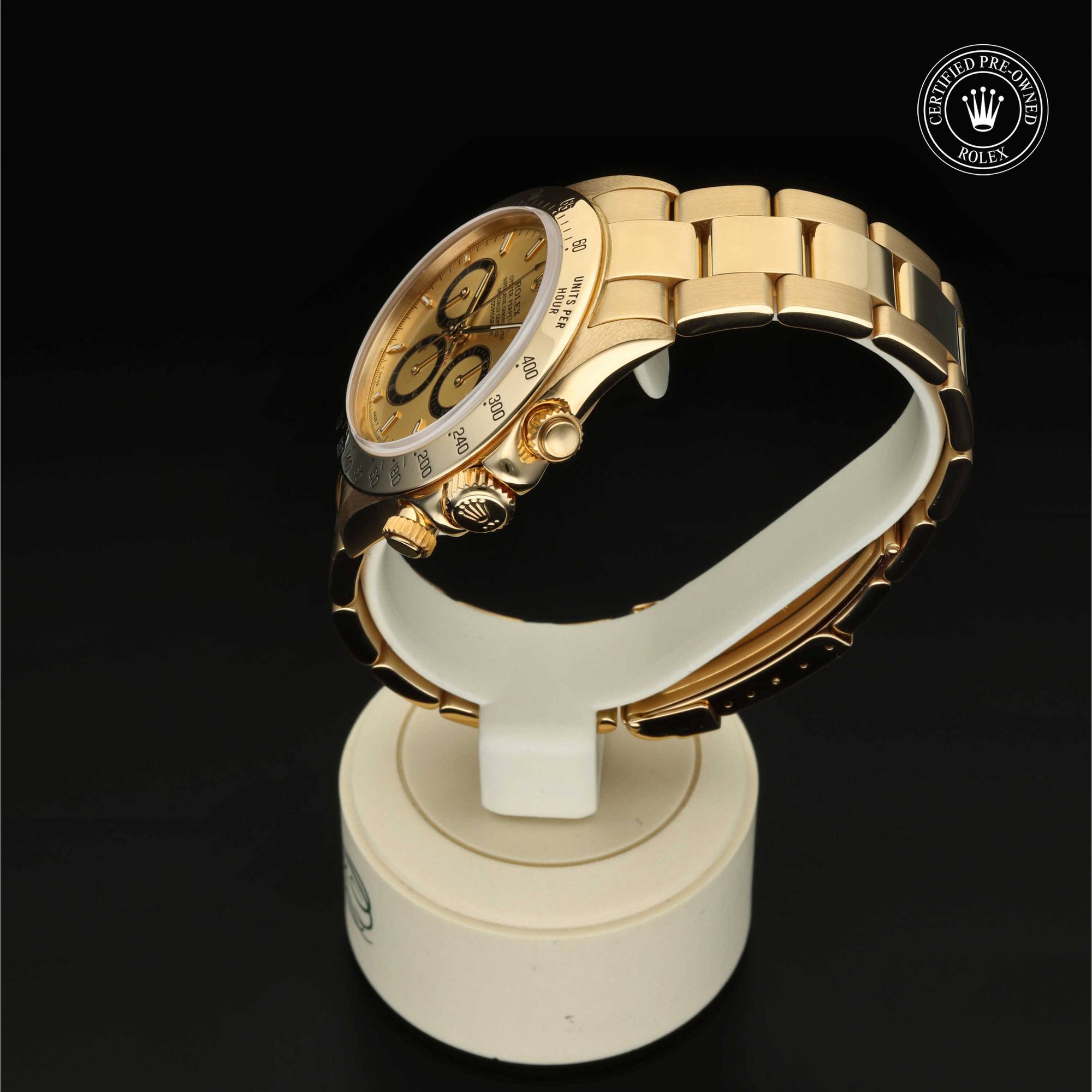 Rolex Certified Pre-Owned Oyster Perpetual Cosmograph Daytona in 18 Karat Gelbgold, 40 mm, mit Champagnerfarben, Indexe – Ansicht 10