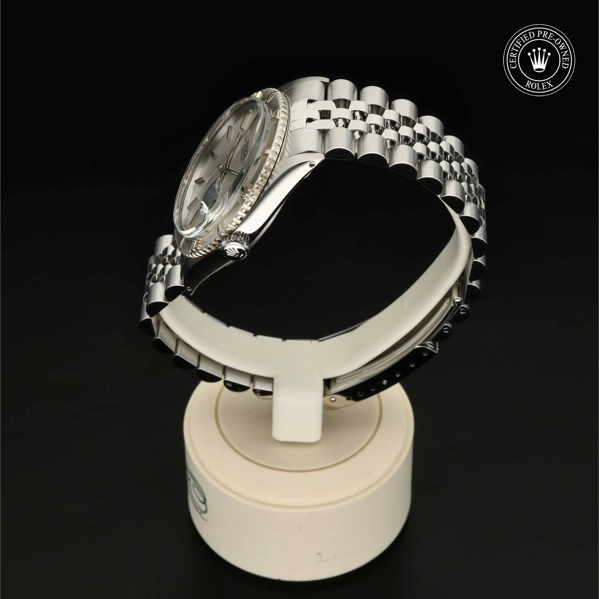 Rolex Certified Pre-Owned Oyster Perpetual Datejust Turn-O-Graph in Rolesor Weiß, 14 Karat, 36 mm, mit Silber, Index – Ansicht 10