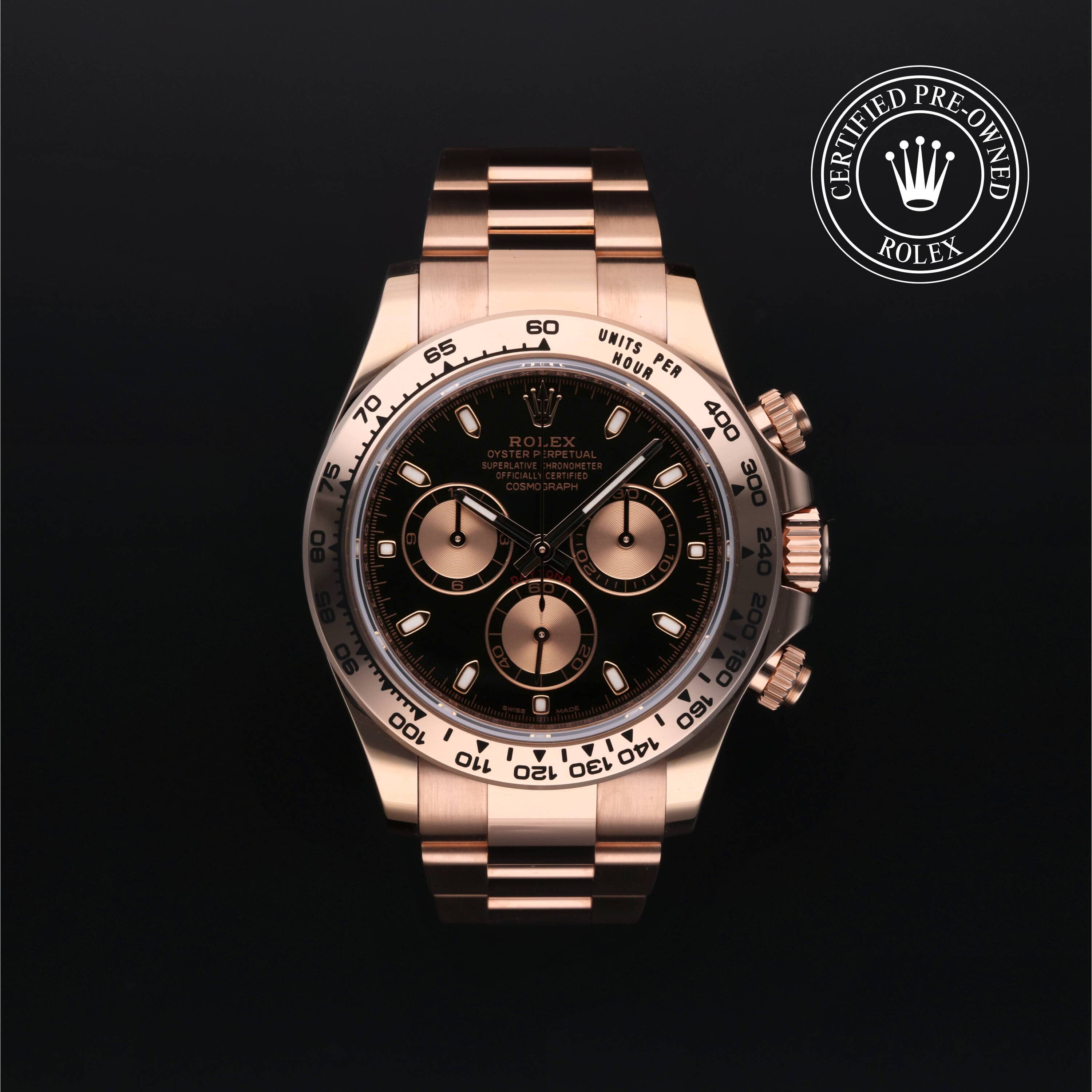 Rolex Certified Pre-Owned Oyster Perpetual Cosmograph Daytona in Everose-Gold, 40 mm, mit Schwarz/Rosa matt Index